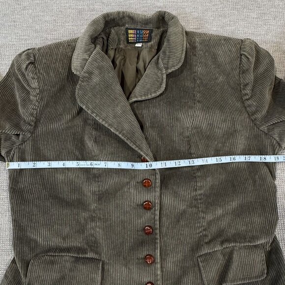Vintage Brite N Sassy Blazer Jacket Womens 13/14 Olive Green Gray Corduroy Lined - Picture 13 of 16